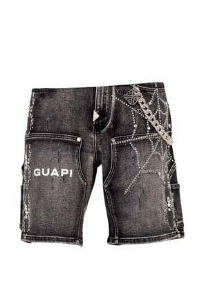 GUAPI spiderweb-motif rhinestone-embellished shorts - Grey