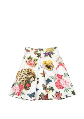Philipp Plein floral-print leopard-print skirt - White