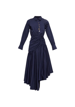Self-Portrait asymmetrical gathered maxi dress - Blue