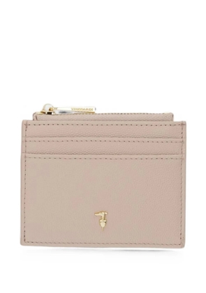 Trussardi logo zip card holder - Neutrals