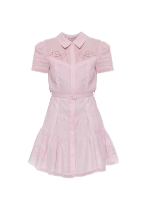 Self-Portrait belted broderie-anglaise mini dress - Pink