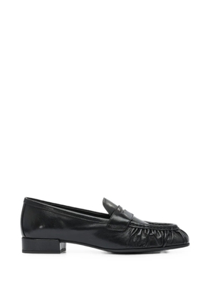 Prada gathered-detail leather loafers - Black