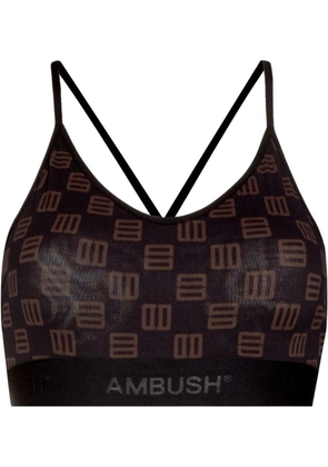 AMBUSH monogram-print bra top - Black