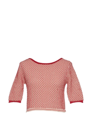 Muller Of Yoshiokubo Ripple lace-up short-sleeve cardigan - Red