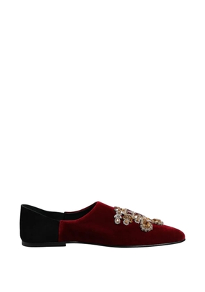 Dolce & Gabbana crystal-embellished velvet loafers - Red