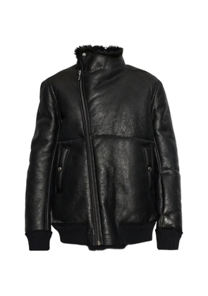 Rick Owens shearling-trimmed asymmetric-zip jacket - Black