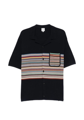 Paul Smith striped-knit button-up polo shirt - Blue