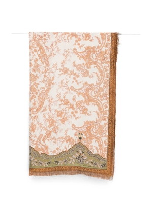 Pierre-Louis Mascia floral-print fringed scarf - Neutrals