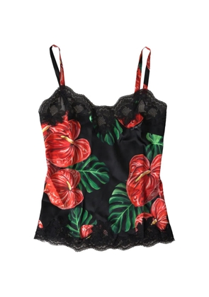 Dolce & Gabbana floral-print lace-trim camisole - Black