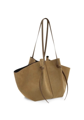 Yuzefi Mochi pleated suede shoulder bag - Green