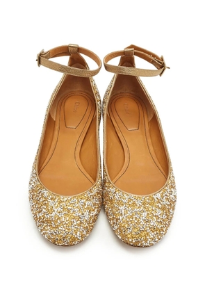 Chloé Pre-Owned glitter-detail ballet flats - Gold