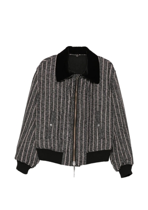 Yohji Yamamoto three blend stripe-pattern flight jacket - Grey