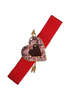 Dolce & Gabbana heart-embellished silk-ribbon belt - Red