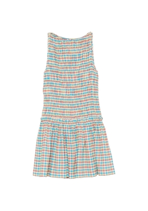 Faithfull Gala smocked checkered mini dress - Blue