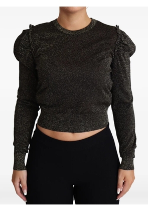 Dolce & Gabbana glitter-knit puff-shoulder sweater - Black