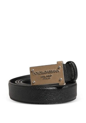 Dolce & Gabbana logo-plaque leather belt - Black