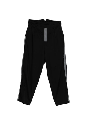Yohji Yamamoto broad embroidered suspender trousers - Black