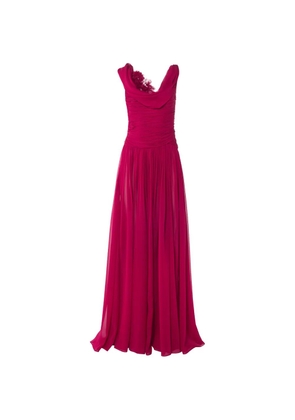 Carolina Herrera draped chiffon gown with floral embellishment - Pink