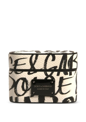 Dolce & Gabbana graffiti-print leather AirPods case - Neutrals