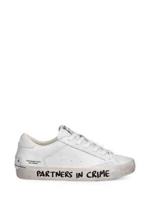 Crime London Distressed slogan-print sneakers - White
