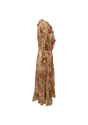 ZIMMERMANN Floral-print ruffled midi dress - Brown