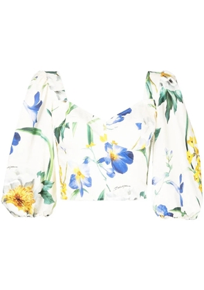 Dolce & Gabbana floral-print cropped blouse - White