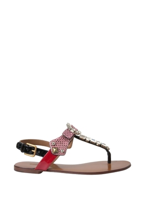 Dolce & Gabbana Multicolor Crystal Sandals Flip Flops Shoes - Pink
