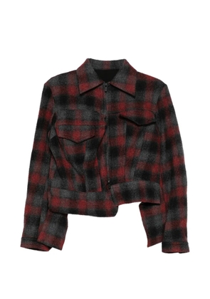 Yohji Yamamoto check-pattern flap-pocket jacket - Red