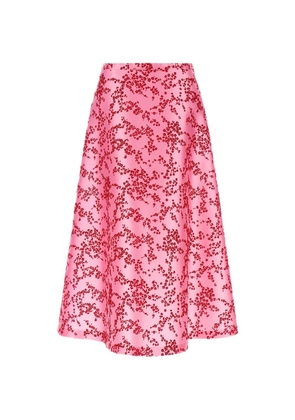 Alberta Ferretti floral-print mikado midi skirt - Pink