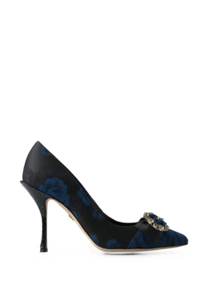 Dolce & Gabbana floral-brocade crystal-buckle pumps - Black