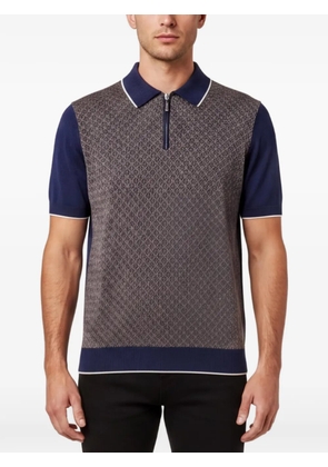 Stefano Ricci geometric-pattern quarter-zip polo shirt - Blue