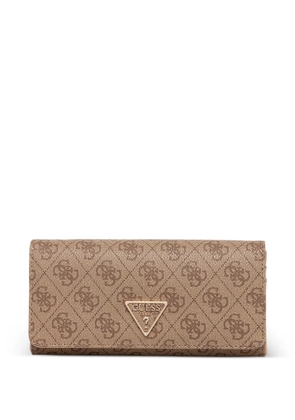 GUESS USA Laurel monogram-print logo-plaque wallet - Neutrals