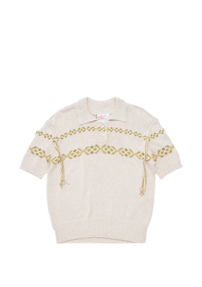 Oscar Ouyang Fair Isle short-sleeve polo shirt - Neutrals