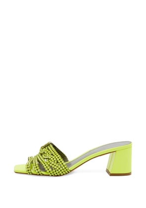 Gina crystal-embellished patent leather heeled sandals - Green