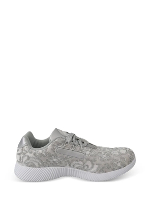 Plein Sport floral-embroidered sneakers - Silver