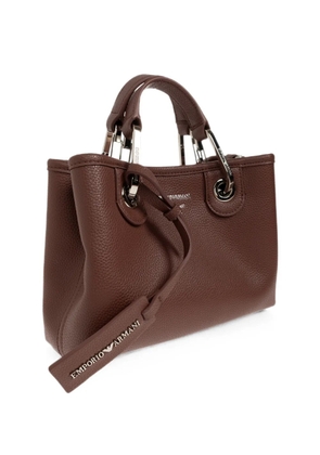 Emporio Armani logo-printed pebbled-effect tote bag - Brown