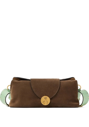 Versace Vivian embellished crosta suede clutch - Brown