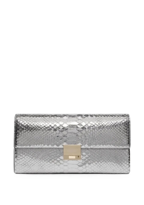 TOM FORD python-effect push-lock clutch bag - Silver