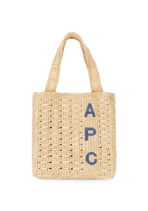 A.P.C. logo-embroidered woven tote bag - Neutrals