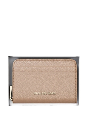 Michael Kors small Jet Set pebbled-leather card holder - Neutrals