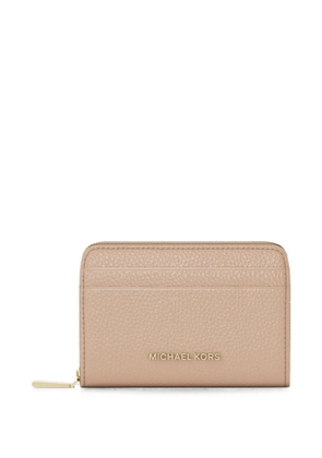 Michael Kors small Jet Set pebbled-leather card holder - Neutrals