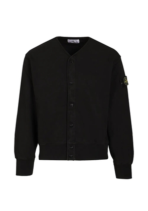 Stone Island logo-patch button-up sweater - Black