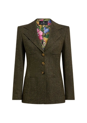 ETRO single-breasted wool-blend jacquard jacket - Green