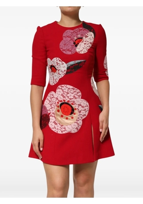 Dolce & Gabbana lace floral-applique mini dress - Red