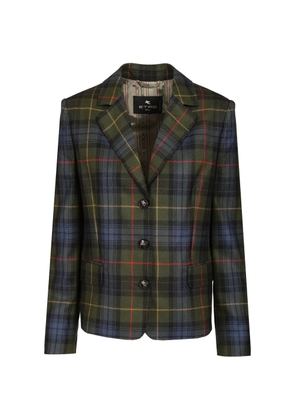 ETRO macro-check boxy blazer - Green