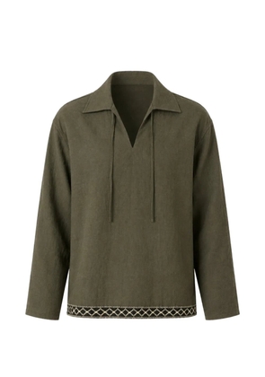 COMMAS Resort embroidered front-tie shirt - Green
