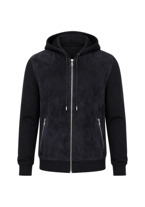 Dolce & Gabbana suede-panelled hoodie - Blue