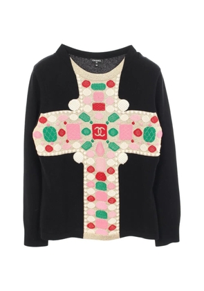 CHANEL Pre-Owned 1986-1988 Coco Mark intarsia sweater - Black