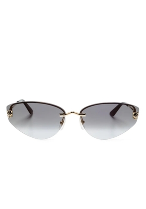 Cartier Eyewear Tiger Head-plaque geometric-frame sunglasses - Grey