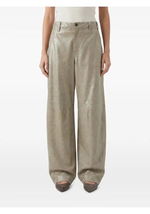 Brunello Cucinelli leather trousers - Neutrals